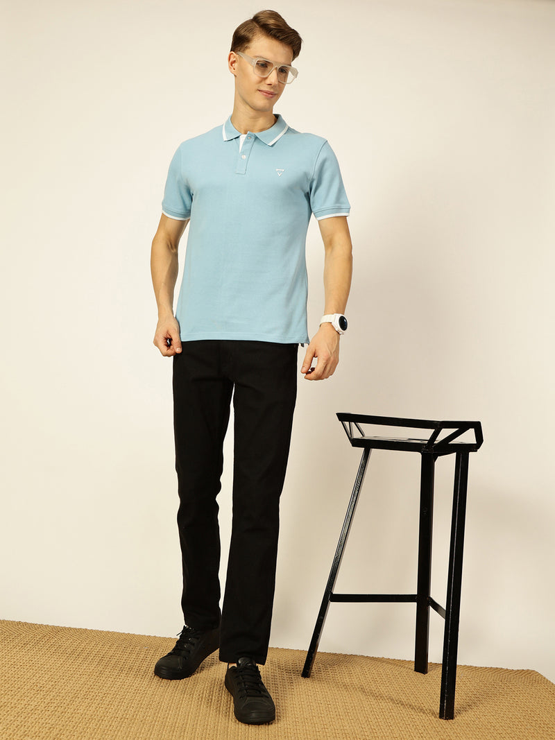 Thomas Scott Men Blue Regular Fit Polo Tshirt