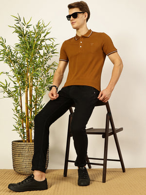 Thomas Scott Men Brown Regular Fit Polo Tshirt - S