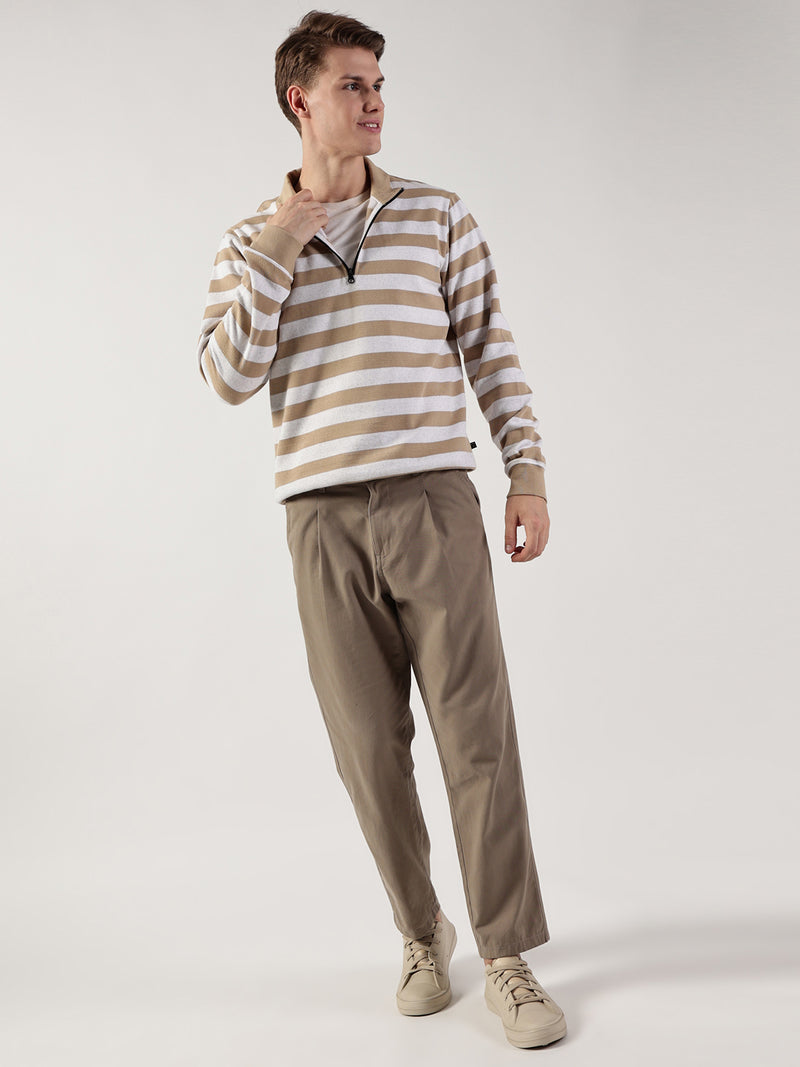 Thomas Scott Men Striped High Neck T-shirt