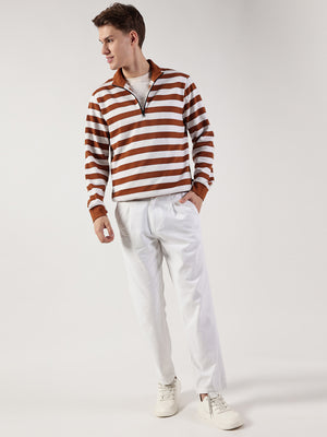 Thomas Scott Men Striped High Neck T-shirt