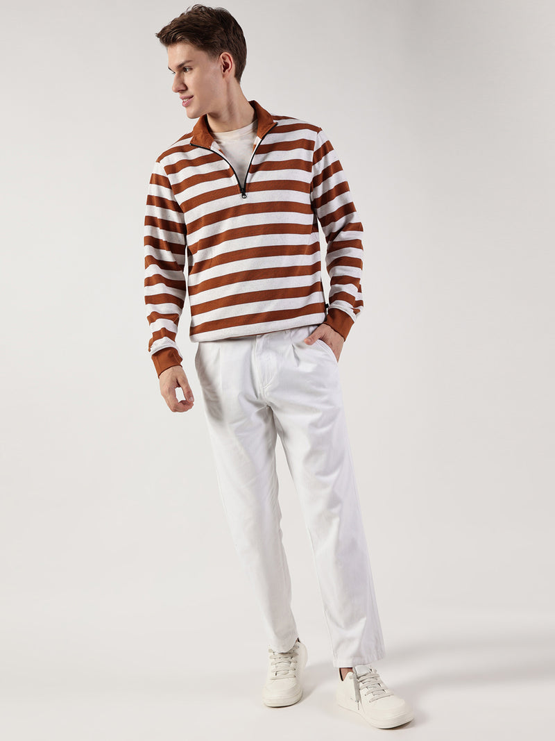 Thomas Scott Men Striped High Neck T-shirt