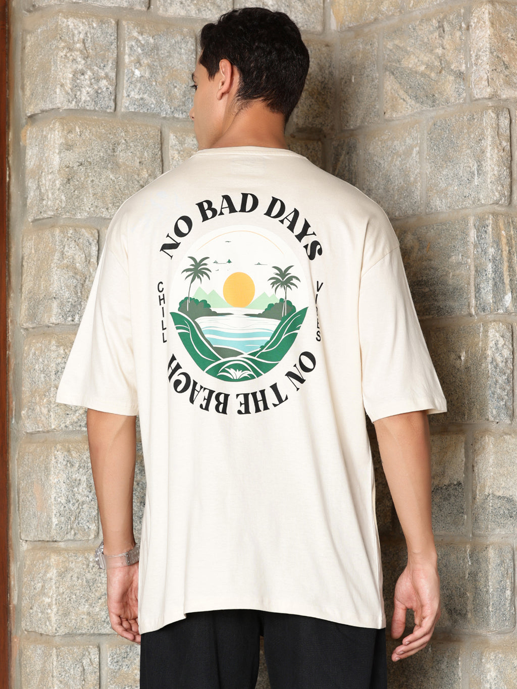 Thomas Scott Men Typography Printed Drop-Shoulder Sleeves Oversized Pure Cotton T-shirt