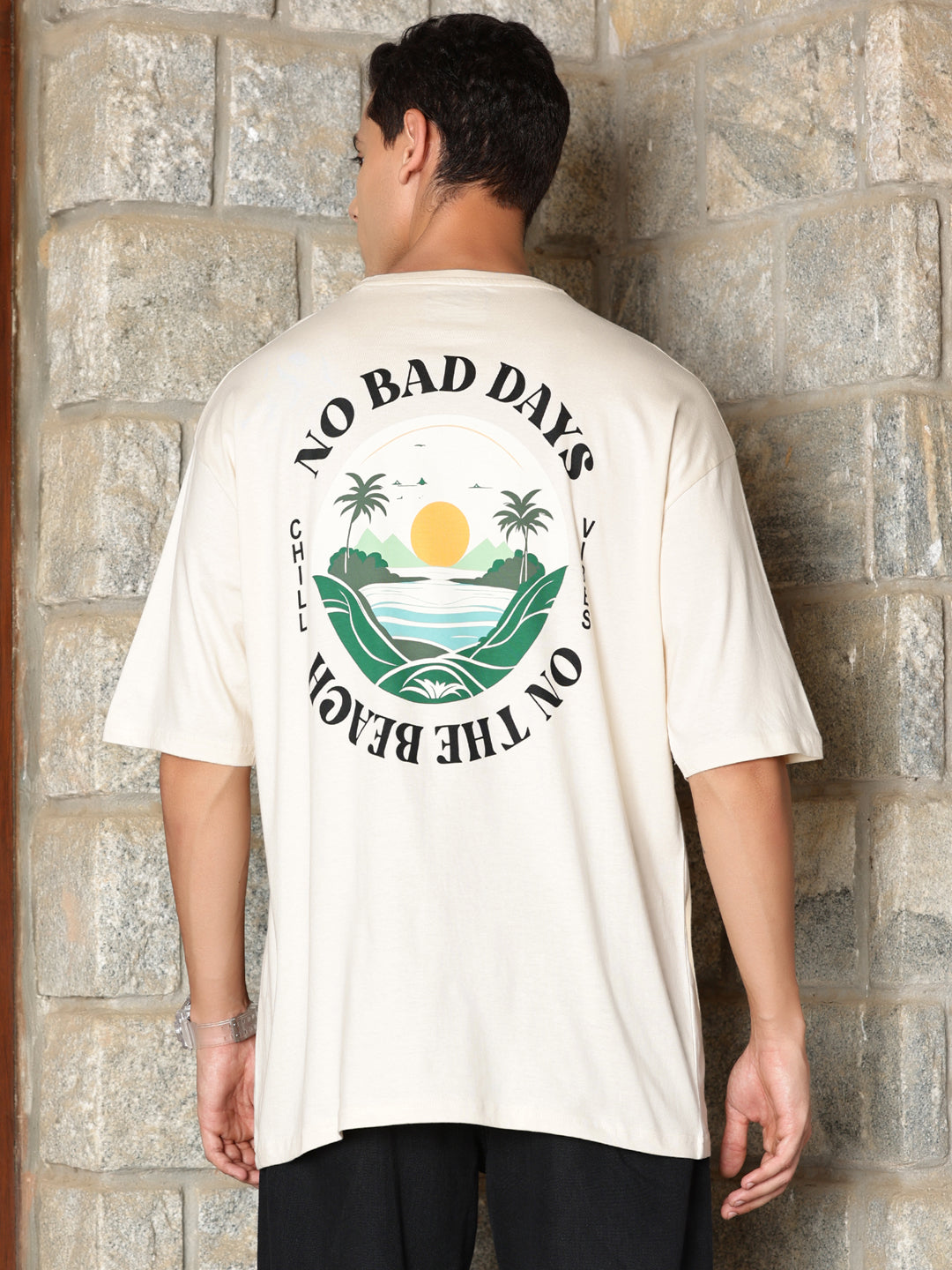 Thomas Scott Men Typography Printed Drop-Shoulder Sleeves Oversized Pure Cotton T-shirt