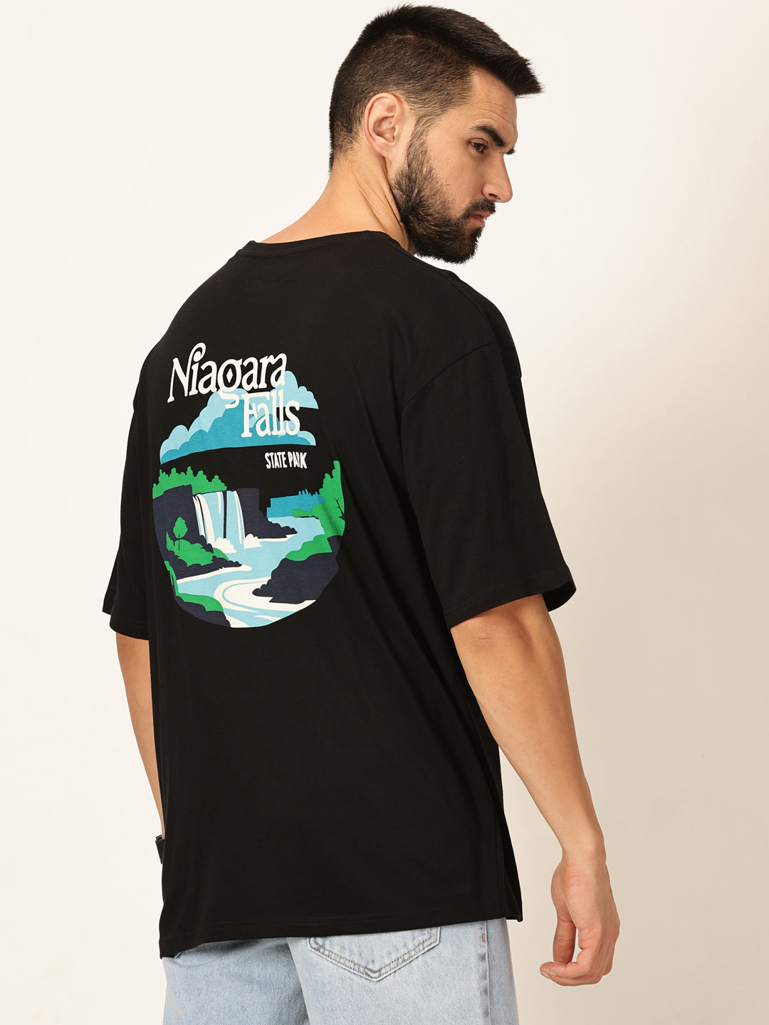 Thomas Scott Men Oversized Graphic Printed Drop-Shoulder Sleeves Cotton Bio Finish T-shirt
