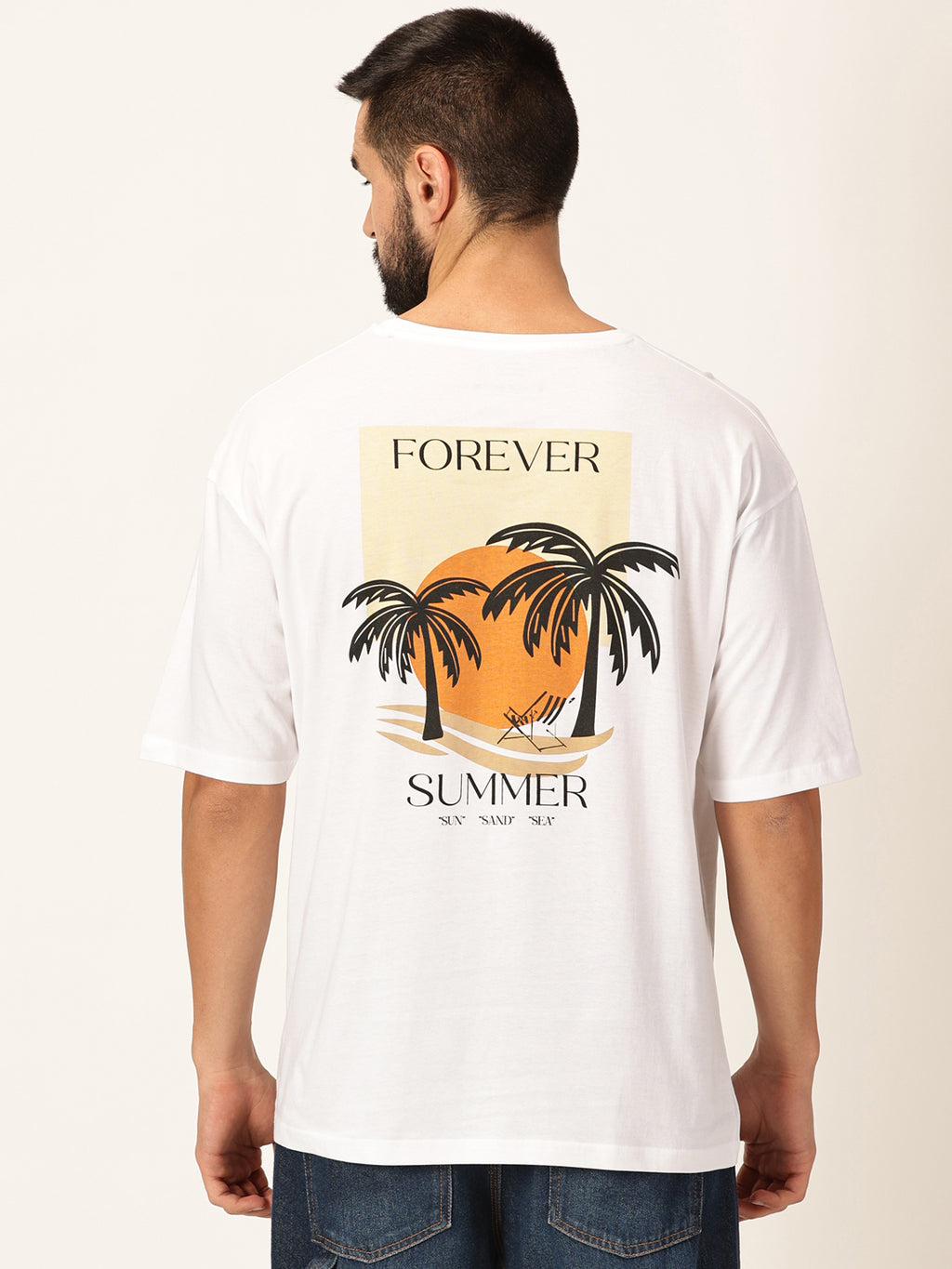 Thomas Scott Men Graphic Printed Drop-Shoulder Sleeves Bio Finish Cotton Oversized T-shirt
