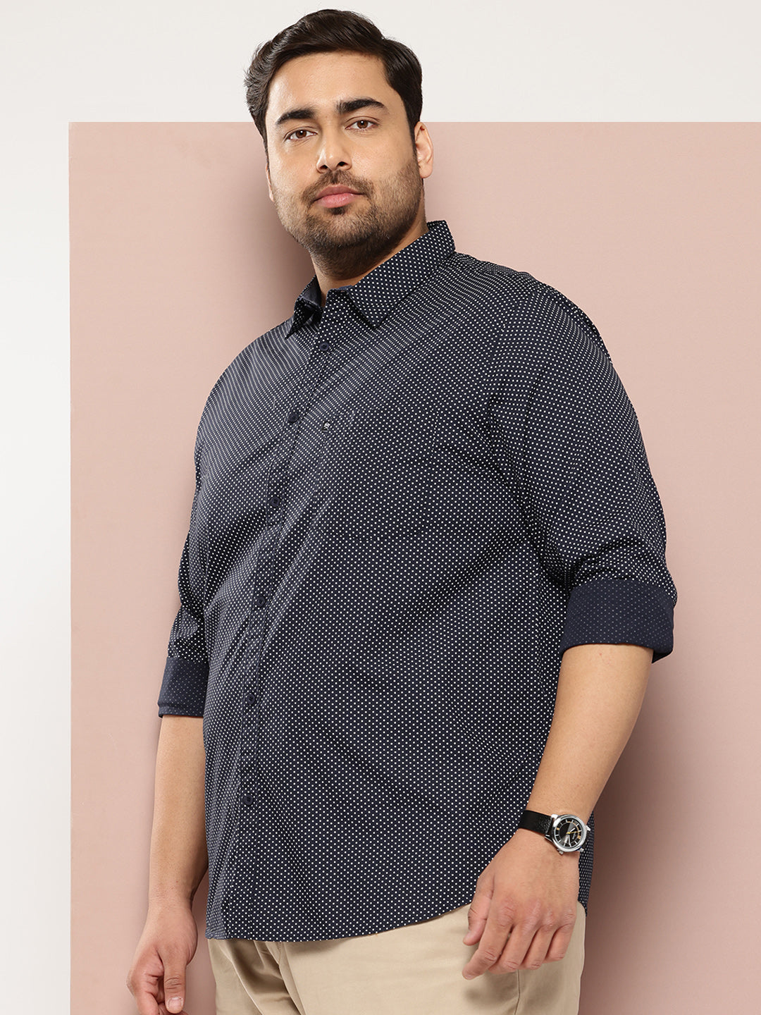 Thomas Scott Men DarkBlue Plus Size Premium Casual Shirt