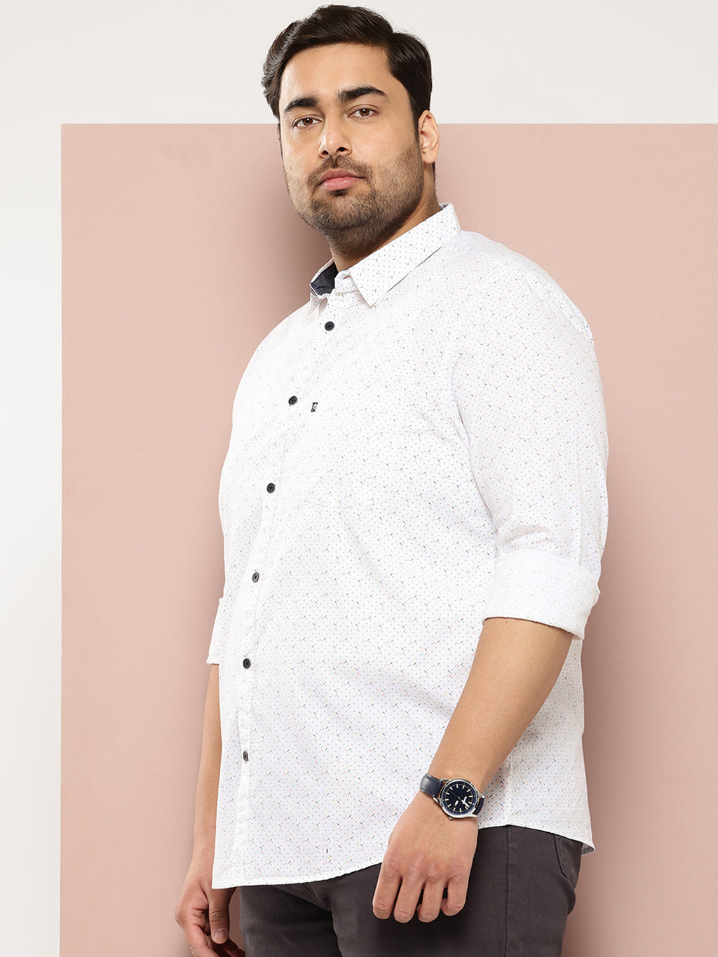 Thomas Scott Men Peach Plus Size Premium Casual Shirt