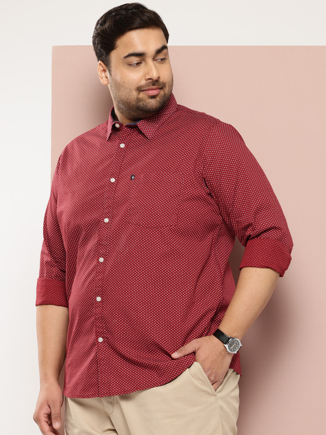 Thomas Scott Men Red Plus Size Premium Casual Shirt
