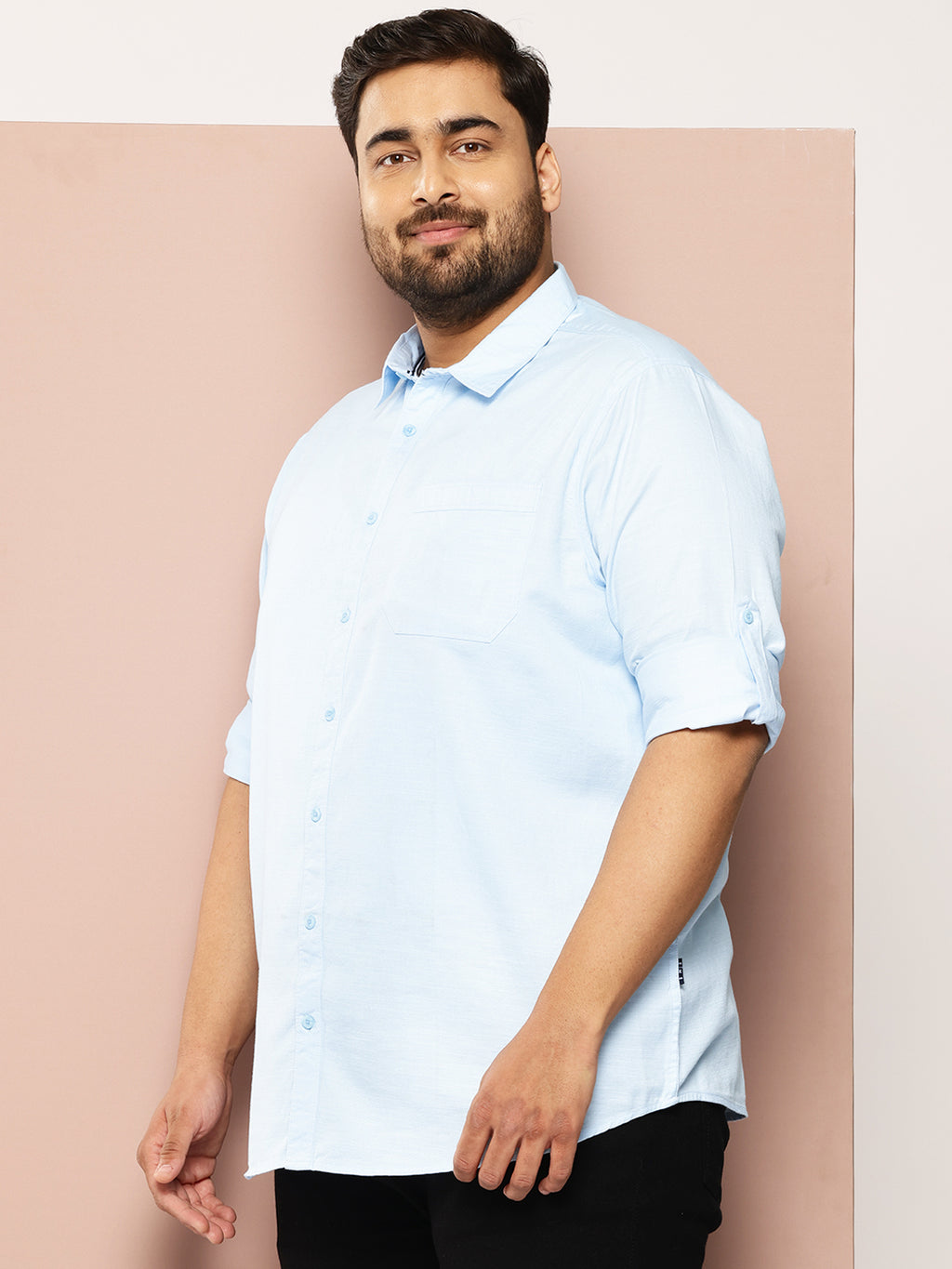 Thomas Scott Men Sky Blue Plus Size Premium Pure Cotton Casual Shirt