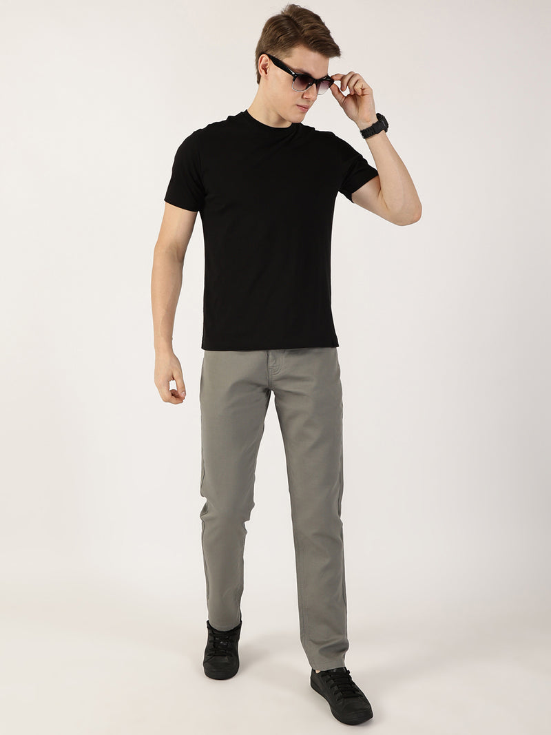 Thomas Scott Men Dark Grey Smart Regular Fit Chinos Trousers