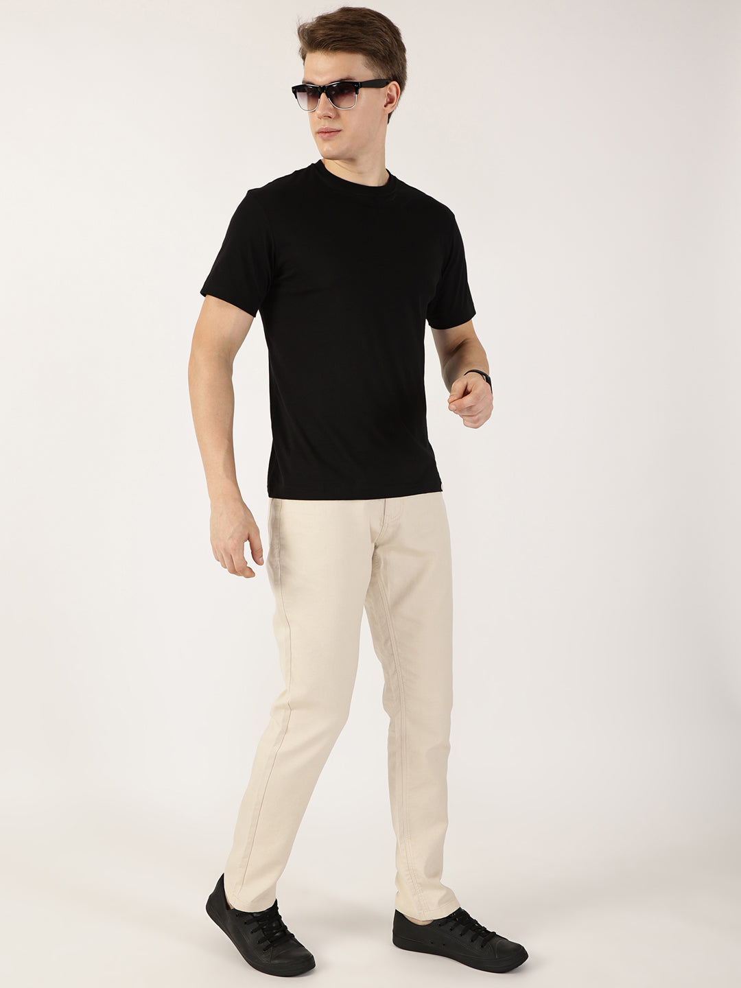 Thomas Scott Men Fawn Smart Regular Fit Chinos Trousers