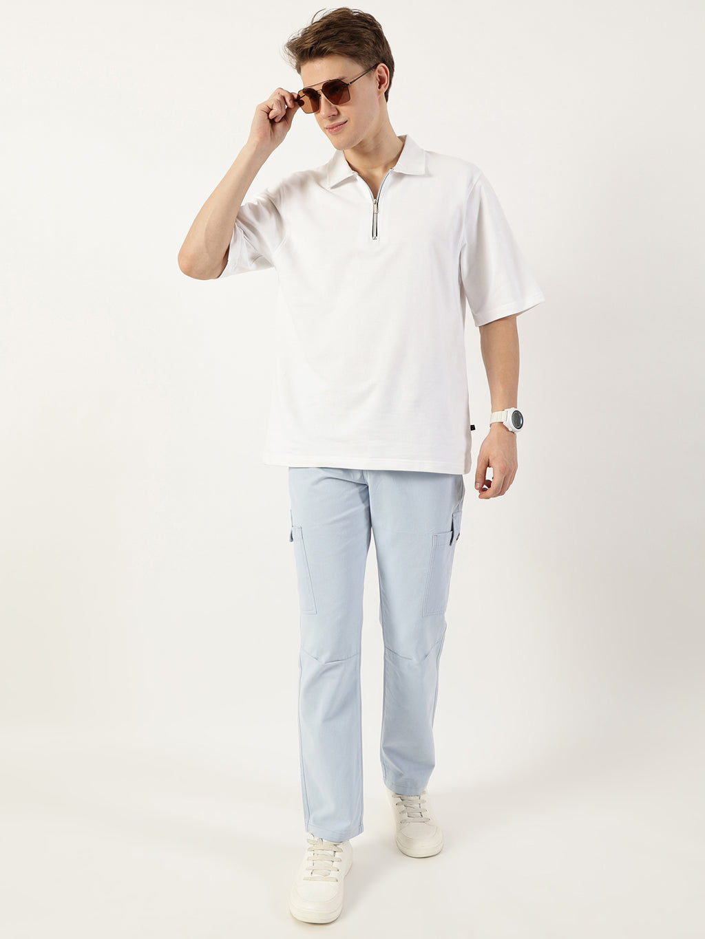 Thomas Scott Men Blue Smart Slim Fit Cargo Trousers