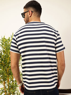 Thomas Scott Men NavyBlue Regular Fit Short Sleeves Round Neck Knitted T-shirt