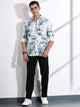 Thomas Scott Men Blue Slim Fit Long Sleeves Abstract Printed Casual Shirt