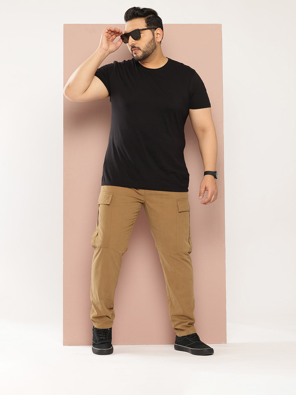 Thomas Scott Men Plus Size Smart Easy Wash Pure Cotton Cargos Trousers