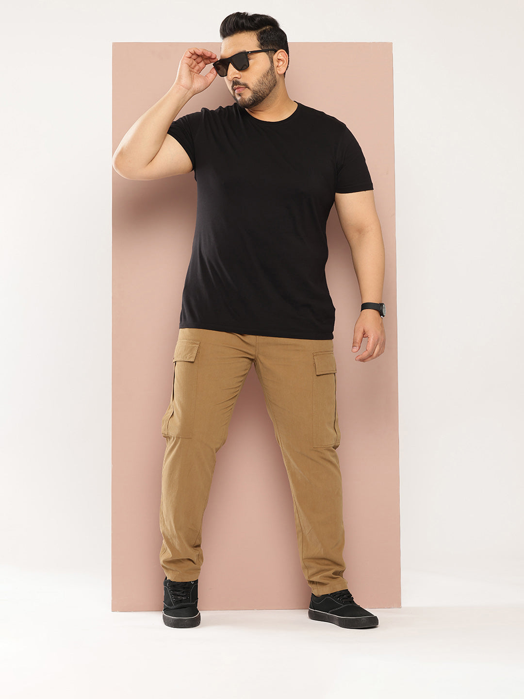Thomas Scott Men Plus Size Smart Easy Wash Pure Cotton Cargos Trousers