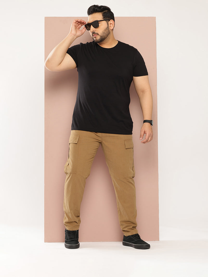 Thomas Scott Men Plus Size Smart Easy Wash Pure Cotton Cargos Trousers