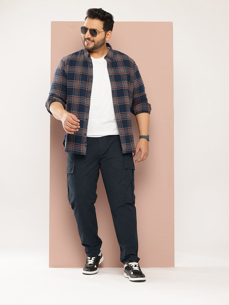 Thomas Scott Men Plus Size Smart Easy Wash Pure Cotton Cargos Trousers