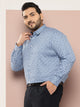 Blue Plus Size Regular Fit Long Sleeves Abstract Printed Formal Shirt For Men