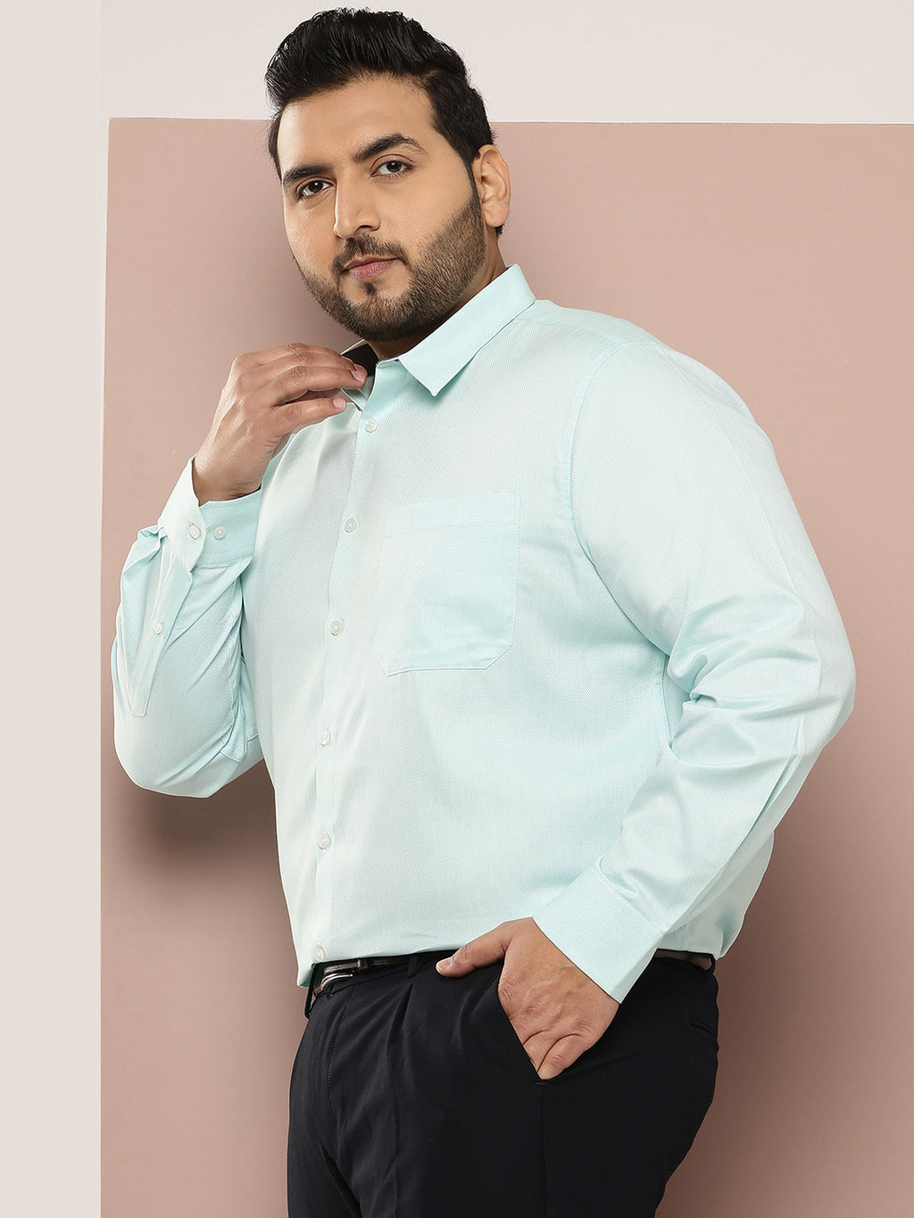 Thomas Scott Men Pista Plus Size Regular Fit Long Sleeves Micro Ditsy Printed Formal Shirt