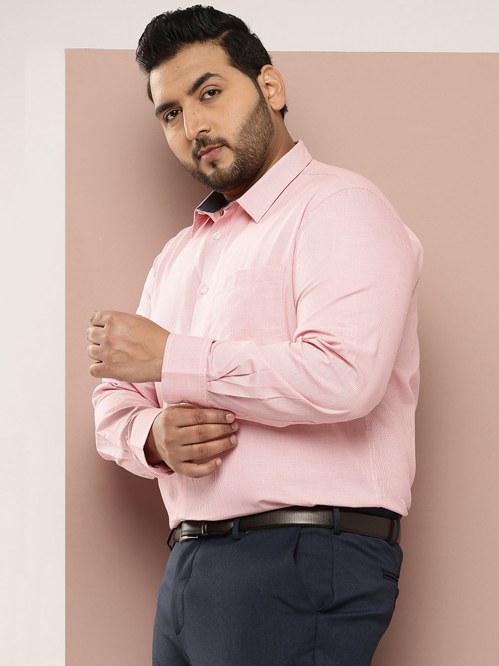 Thomas Scott Men Red Plus Size Regular Fit Long Sleeves Micro Ditsy Printed Formal Shirt