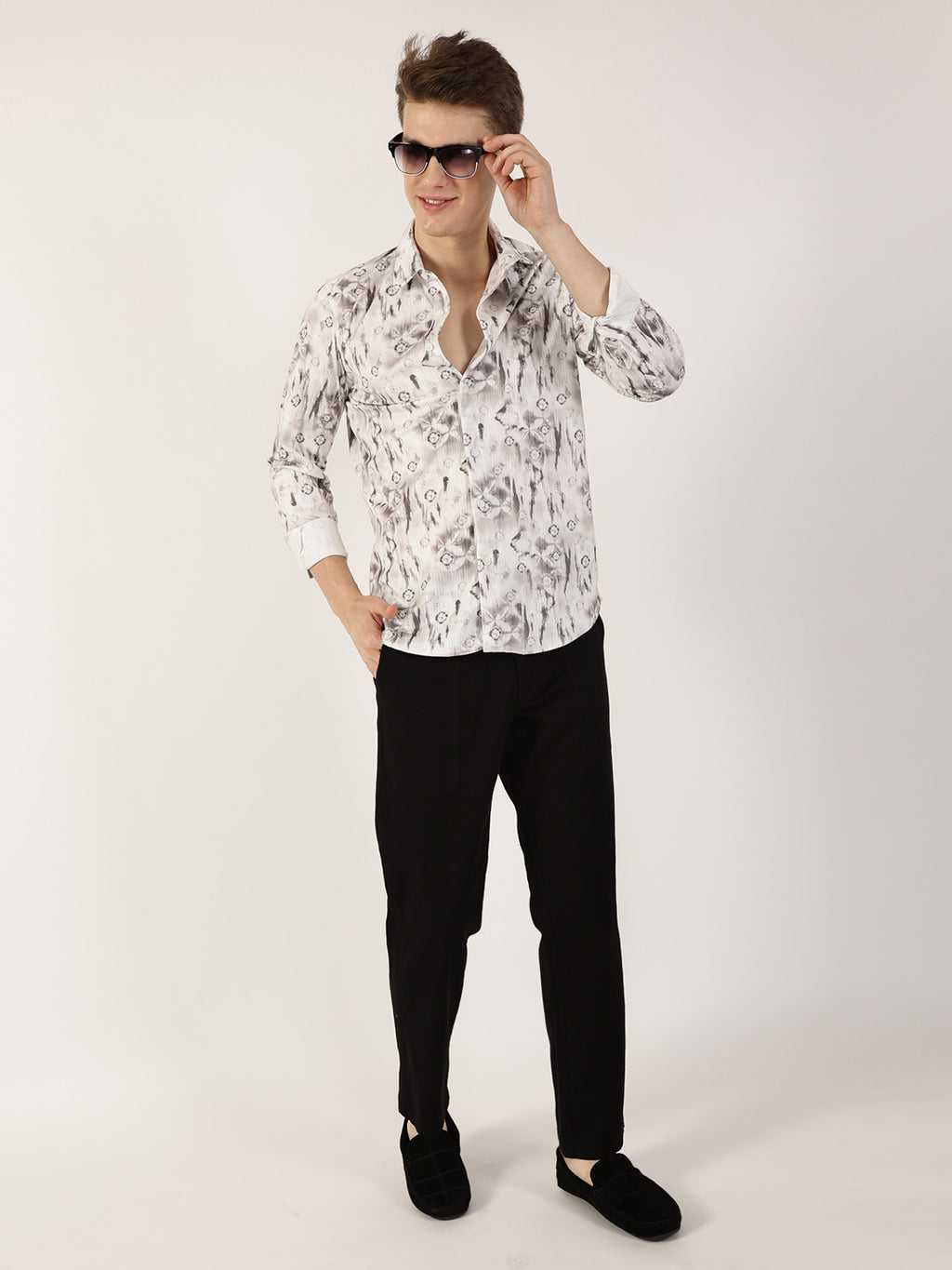 Thomas Scott Men Brown Premium Abstract Printed Casual Shirt