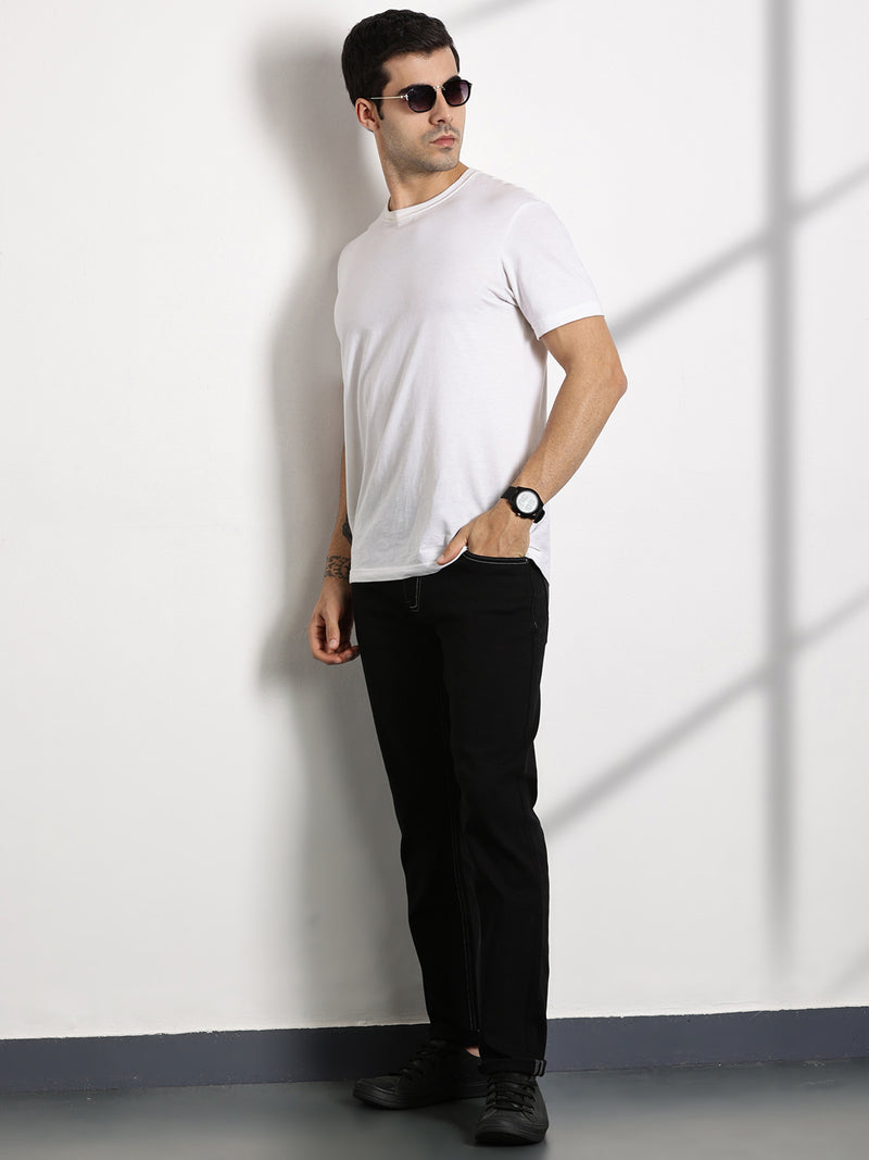 Thomas Scott Men Black Slim Fit Mid-Rise Clean Look Non stretchable Jeans