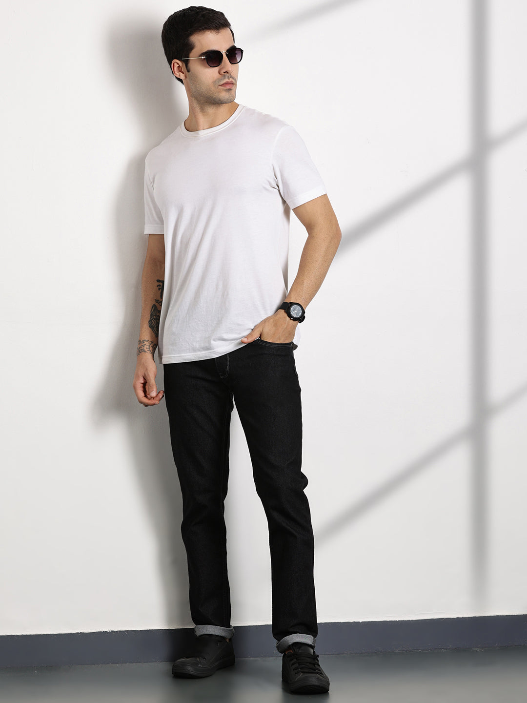 Thomas Scott Men DarkGrey Slim Fit Mid-Rise Clean Look Non stretchable Jeans