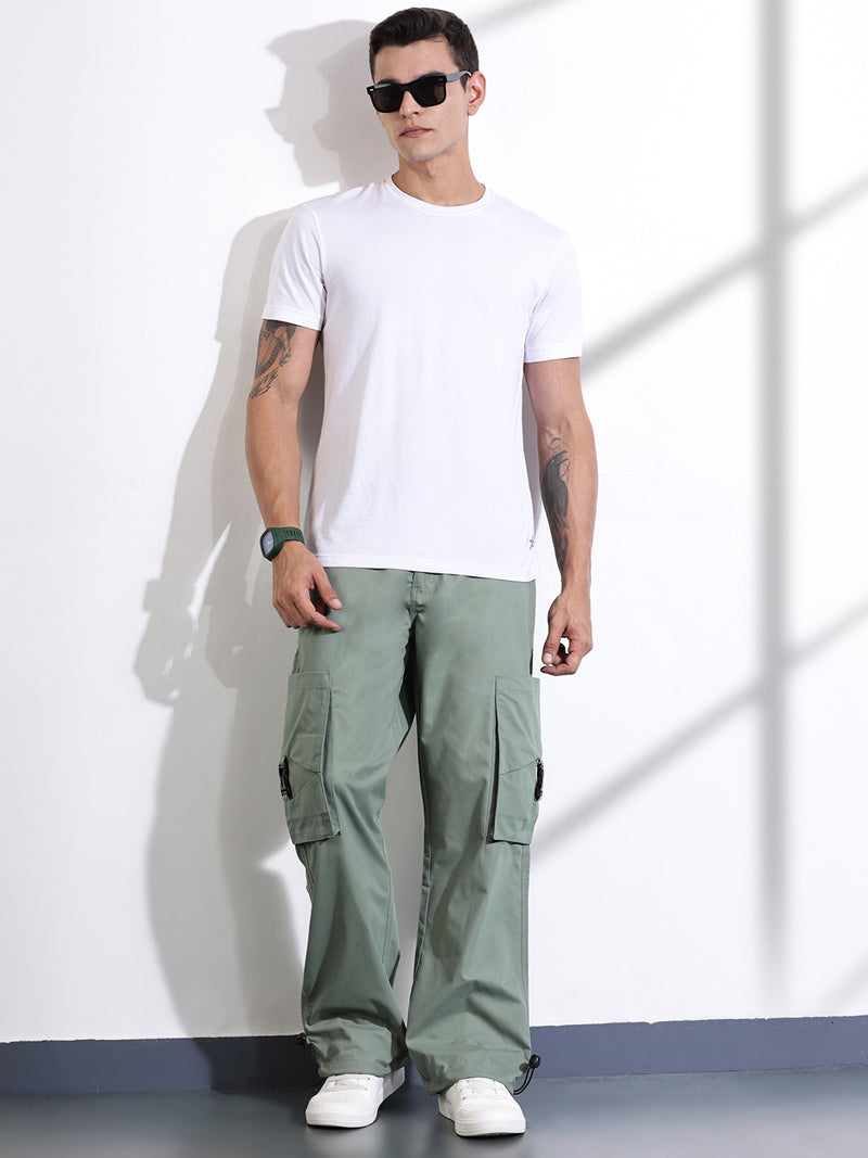 Thomas Scott Men Mint Cotton Mid-Rise Original Cargo Trouser