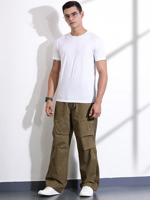 Thomas Scott Men Brown Cotton Mid-Rise Smart Cargo Trouser
