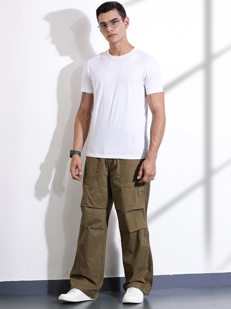 Thomas Scott Men Brown Cotton Mid-Rise Smart Cargo Trouser