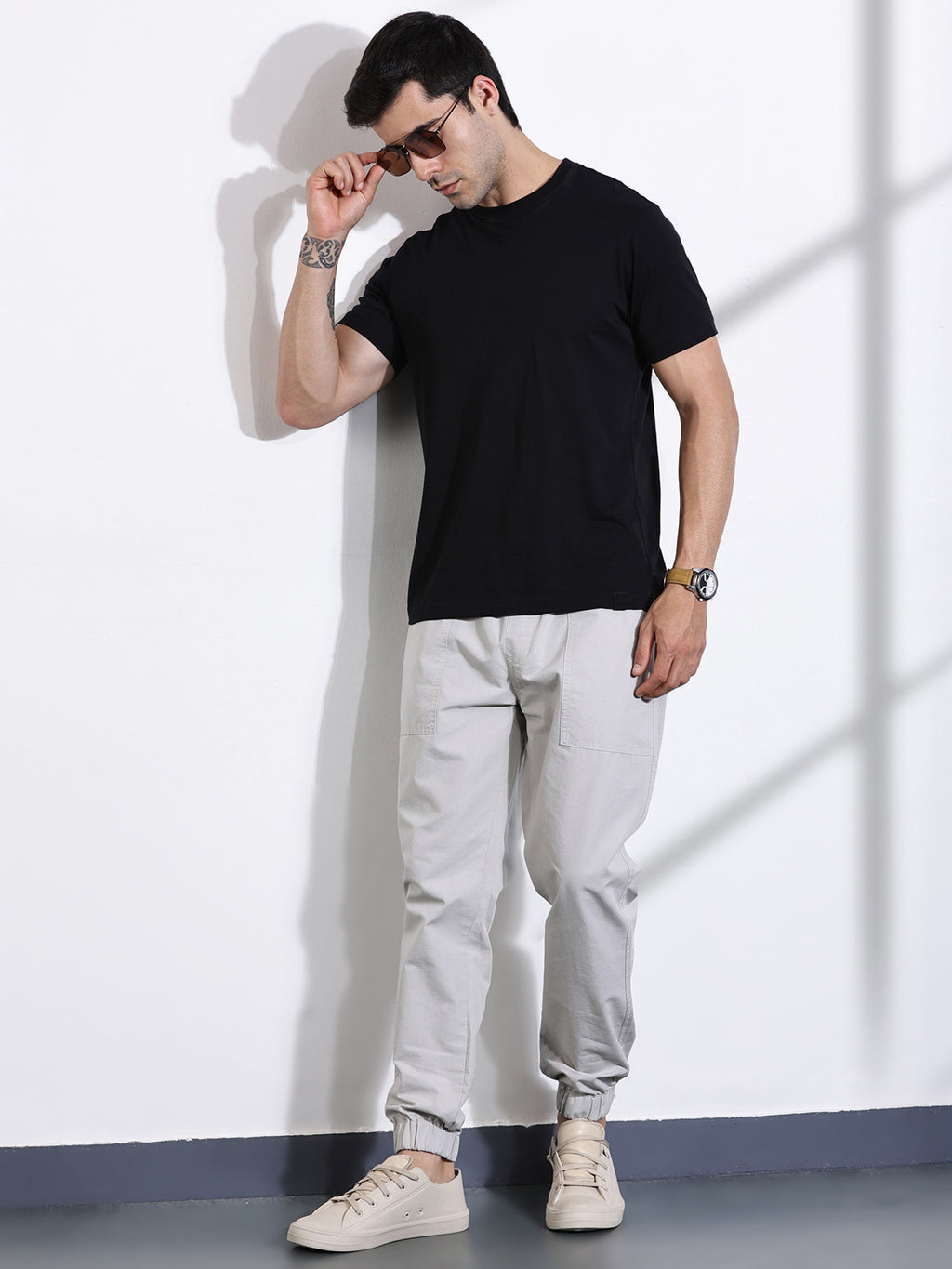 Thomas Scott Men Grey Classic Slim Fit Joggers Trouser