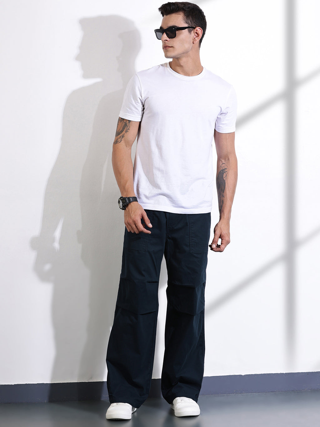 Thomas Scott Men Navy Cotton Smart Cargo Trouser