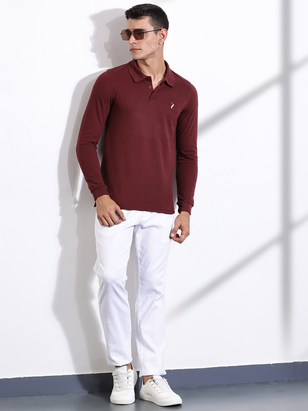 Thomas Scott Men Maroon Solid Polo Collar T-shirt
