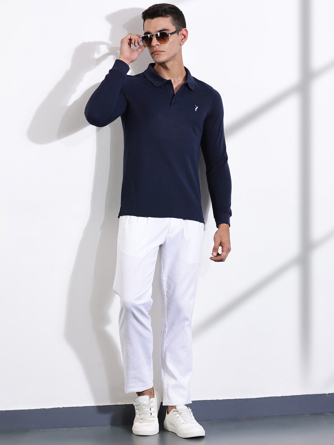 Thomas Scott Men Navy Solid Polo Collar T-shirt