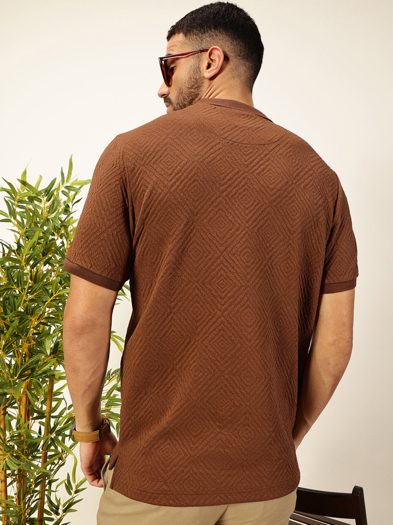 Thomas Scott Men Coffee Brown Anti Odour Solid Polo Collar T-shirt