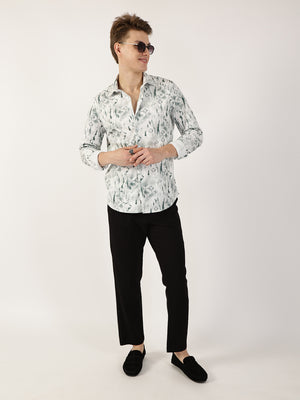 Thomas Scott Men Green Premium Abstract Printed Casual Shirt