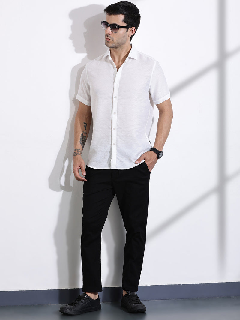 Thomas Scott Men White Slim Fit Geometric Print Casual Shirt