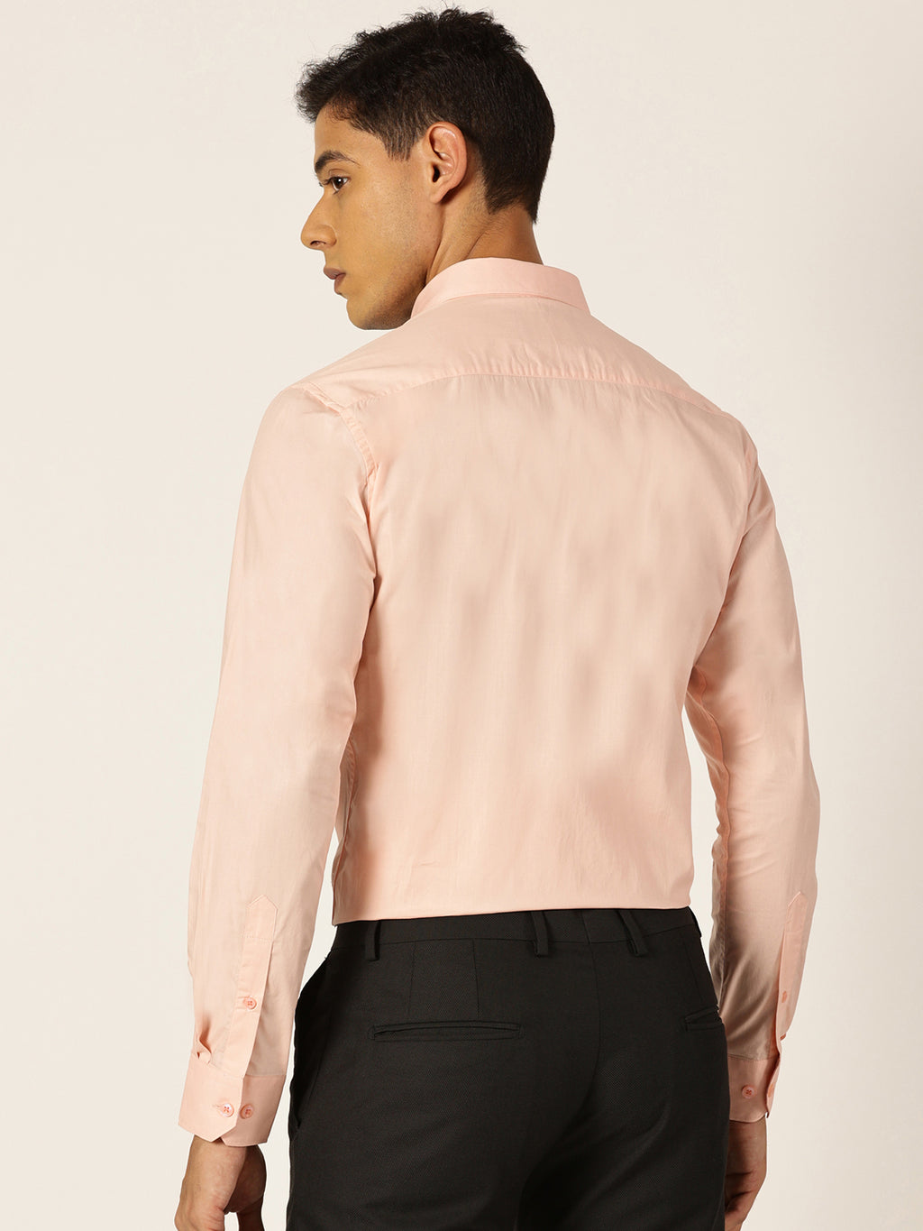Thomas Scott Men MediumPink Slim Fit Solid Cotton Formal Shirt