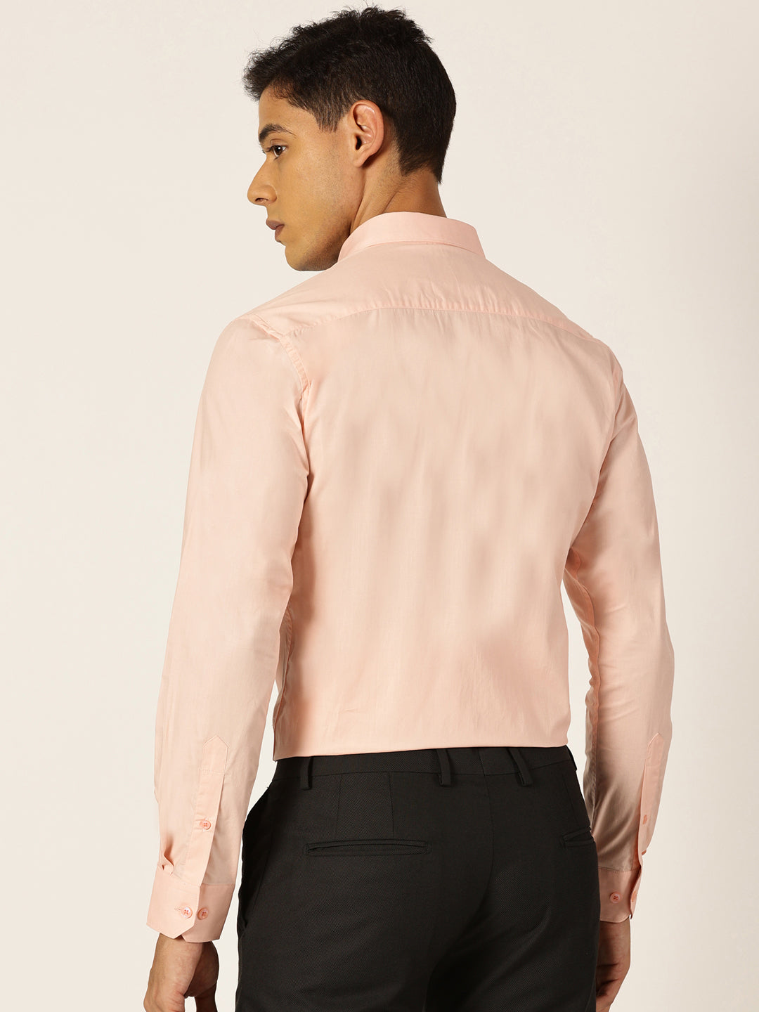 Thomas Scott Men MediumPink Slim Fit Solid Cotton Formal Shirt