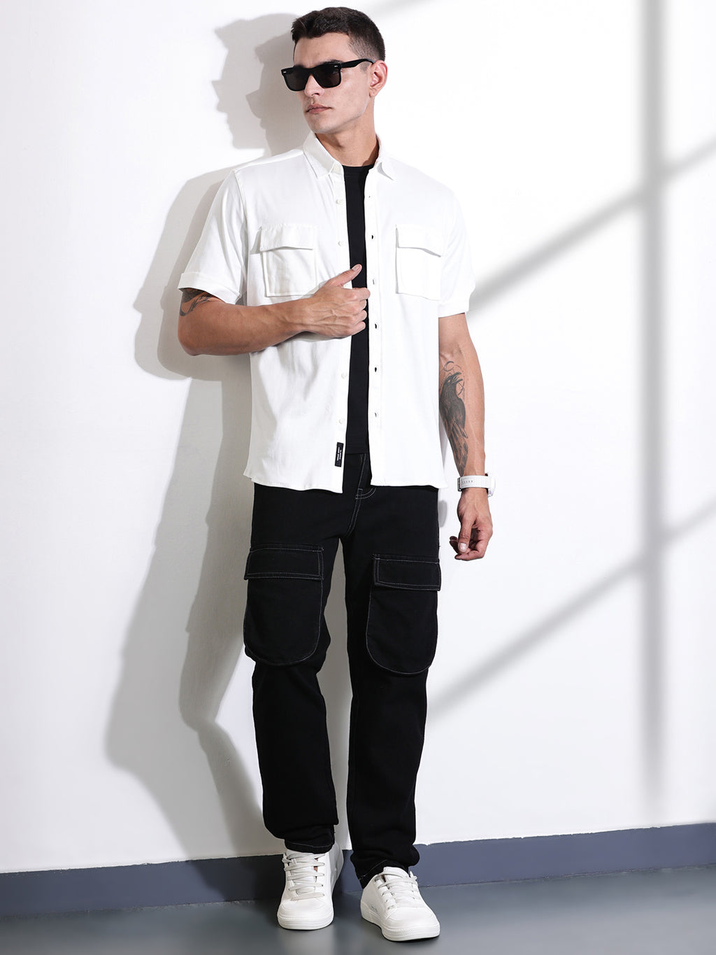 Thomas Scott Men White Slim Fit Solid Casual Shirt