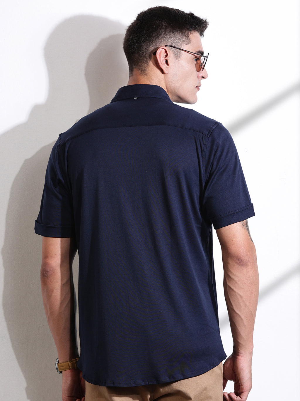 Thomas Scott Men Navy Slim Fit Solid Casual Shirt