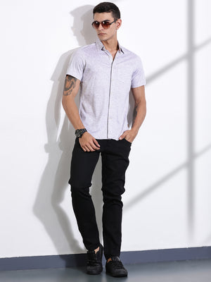 Thomas Scott Men Grey Slim Fit Abstract Printed Casual Shirt