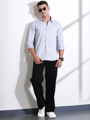 Thomas Scott Men LightGrey Slim Fit Solid Casual Shirt