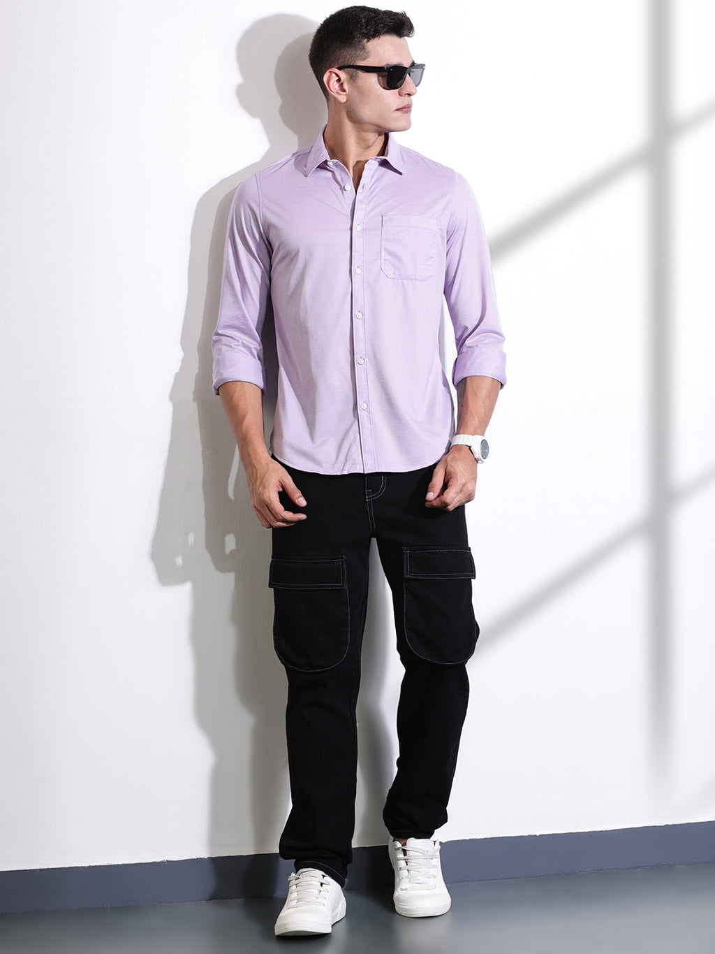 Purple Slim Fit Solid Casual Shirt