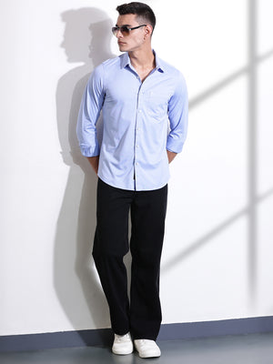 Thomas Scott Men SkyBlue Slim Fit Solid Casual Shirt