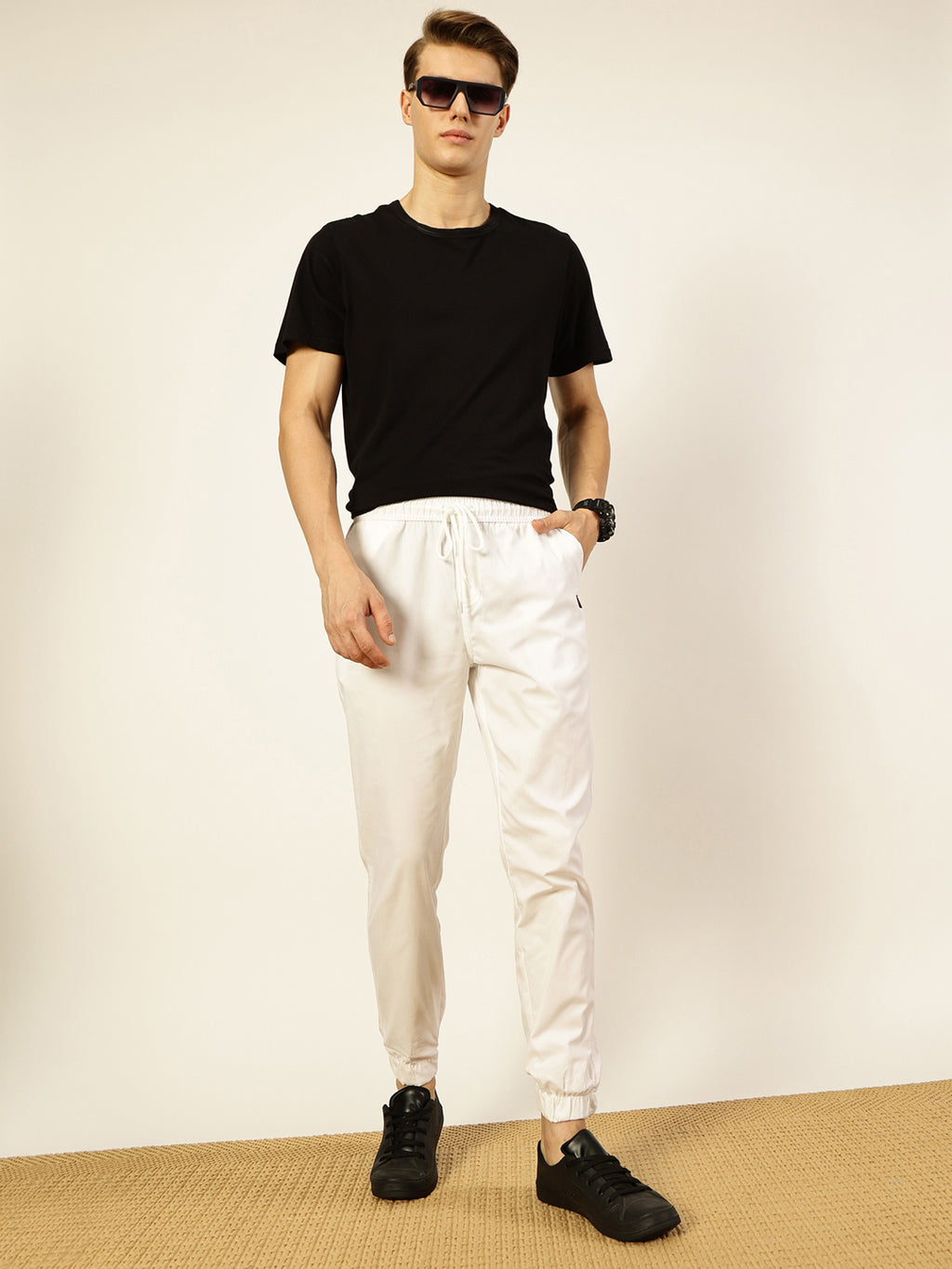 Thomas Scott Men Cotton Smart Slim Fit Easy Wash Joggers Trousers
