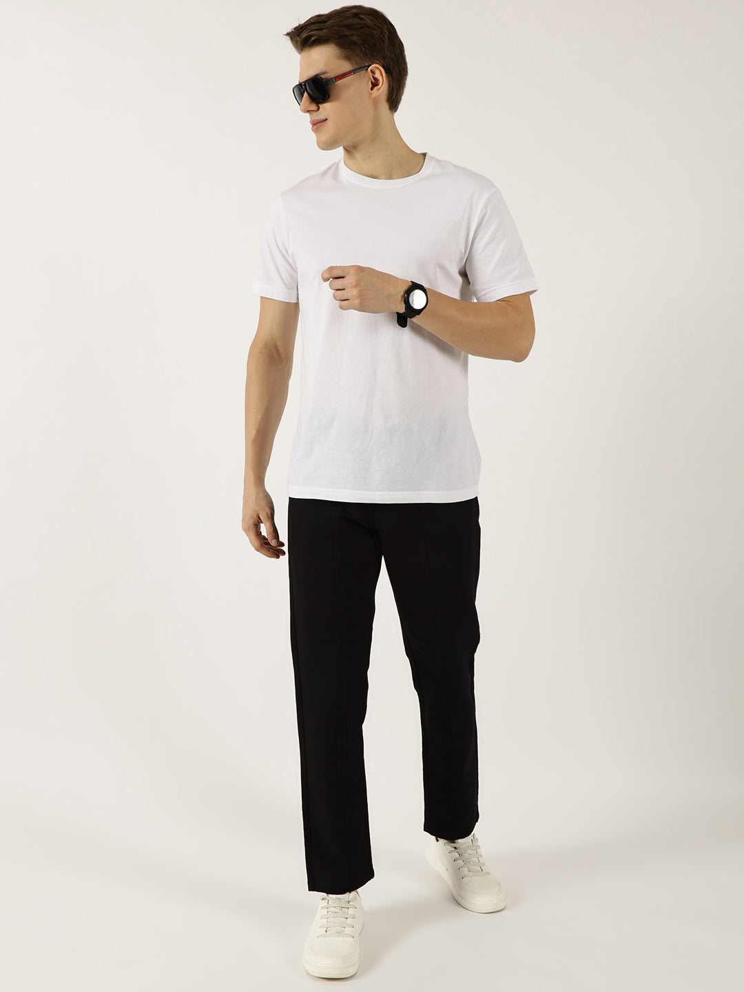 Thomas Scott Men Black Smart Easy Wash Cargos Trousers