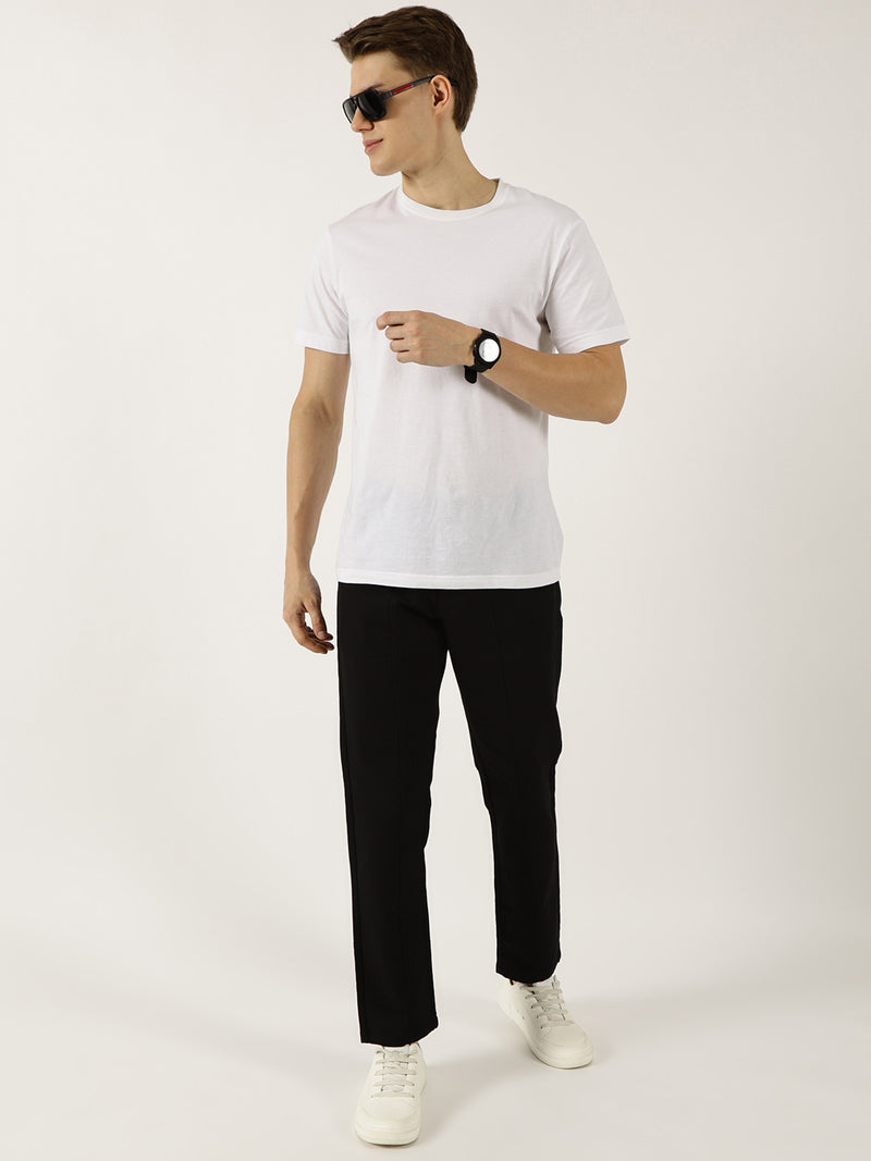 Thomas Scott Men Black Smart Easy Wash Cargos Trousers