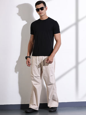 Thomas Scott Men Fawn Relaxed Fit Woven Cargo Trousers